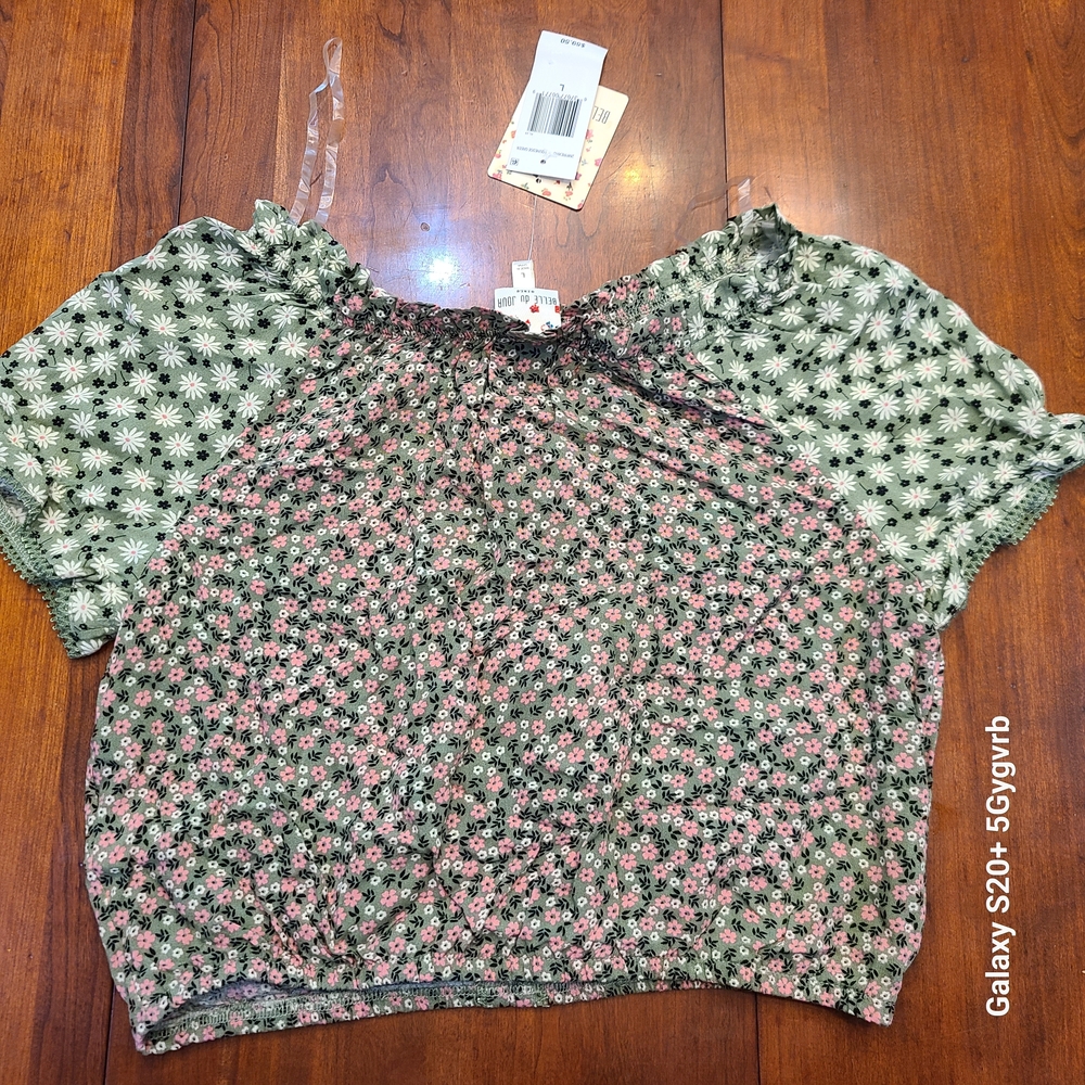 Floral Green and Pink Girl's Top